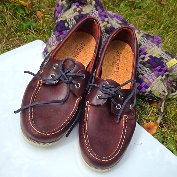 Sperry Top Sider Tobacco Brown Leather 2 Eye Boat Shoe Moc  Mens 10.5 main image 4
